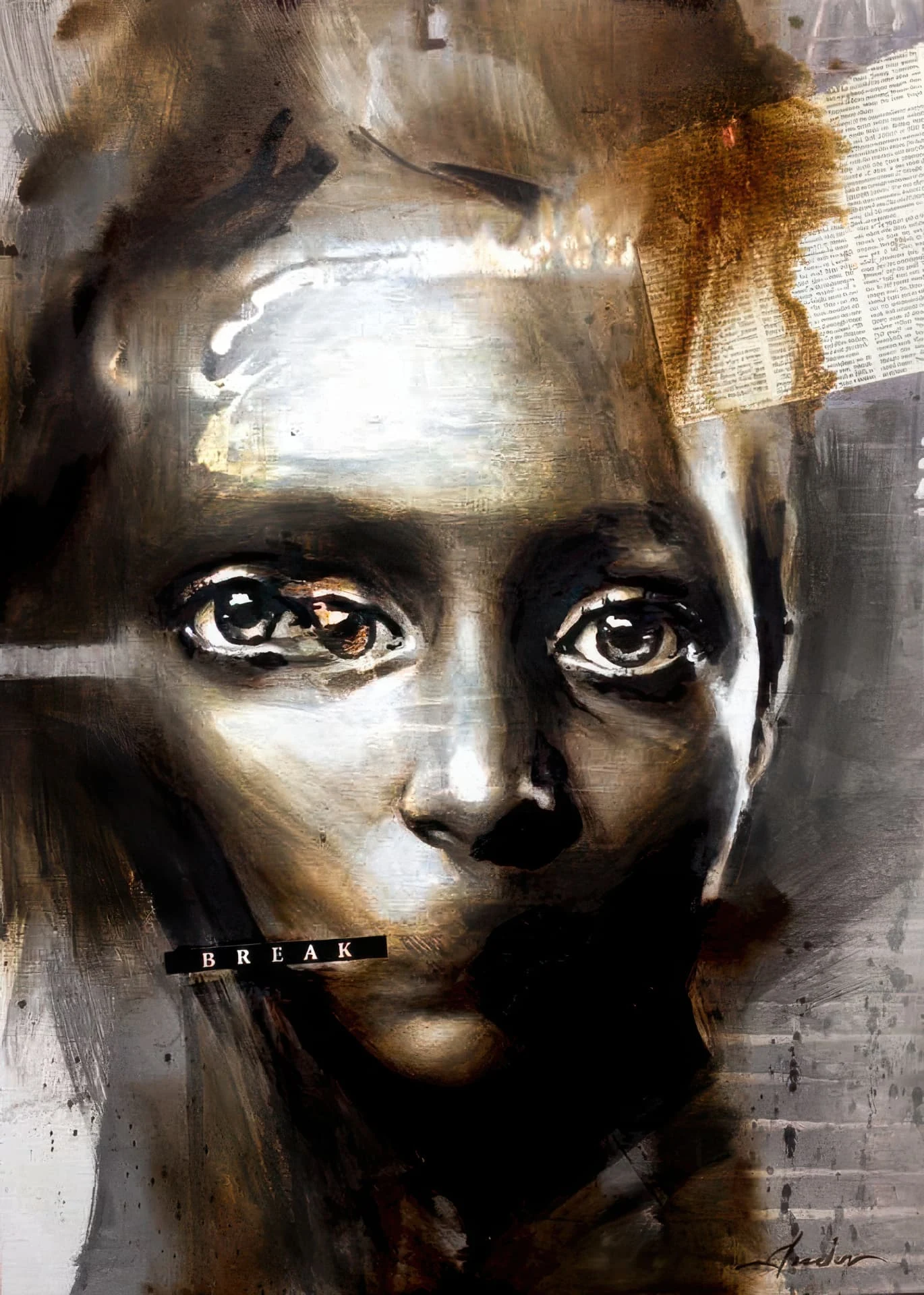 Break..able — Acrylic and oil on canvas cardboard · 70 × 50 cm · 2014