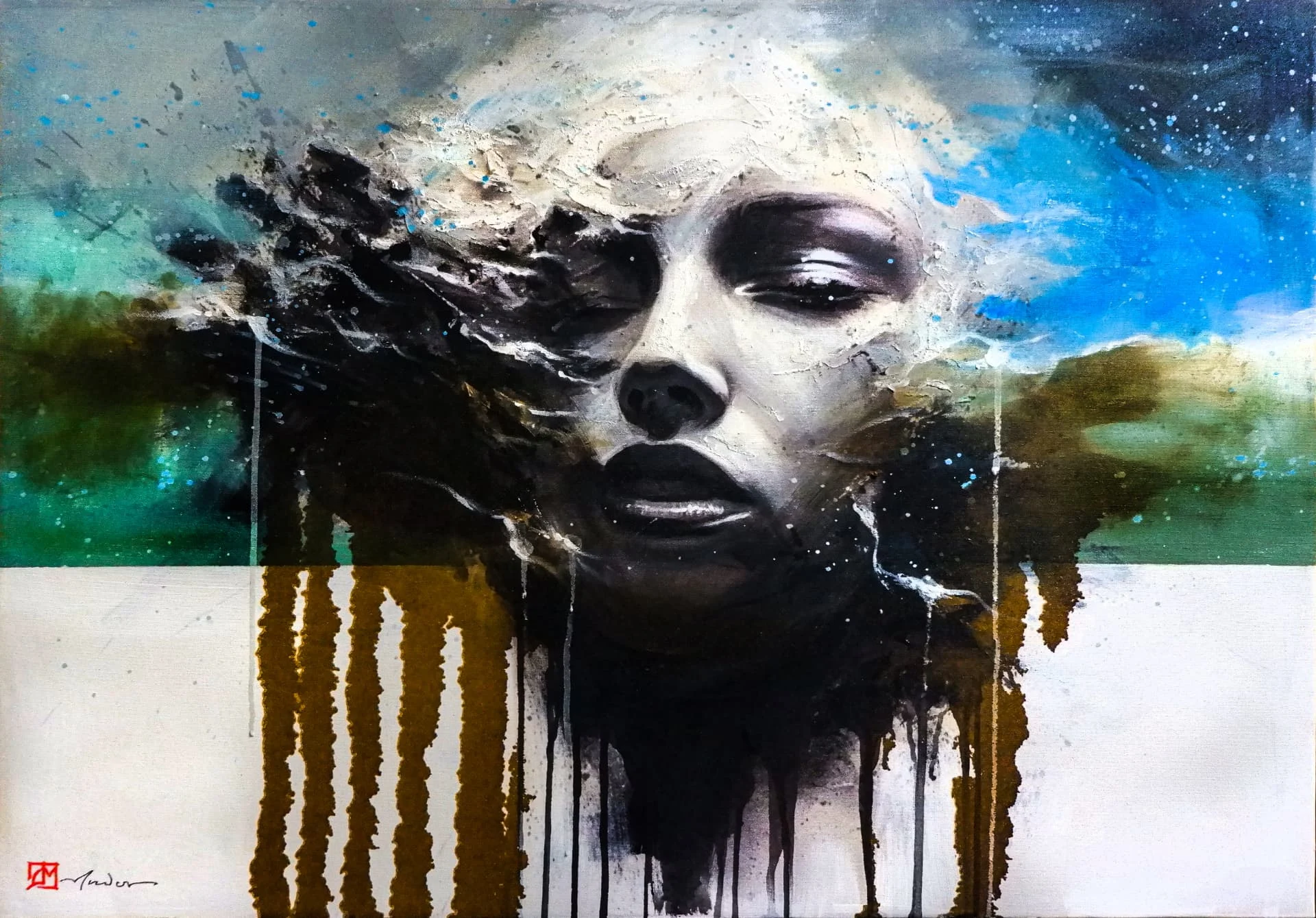 Dissolution — Acrylic and oil on canvas · 70 × 100 cm