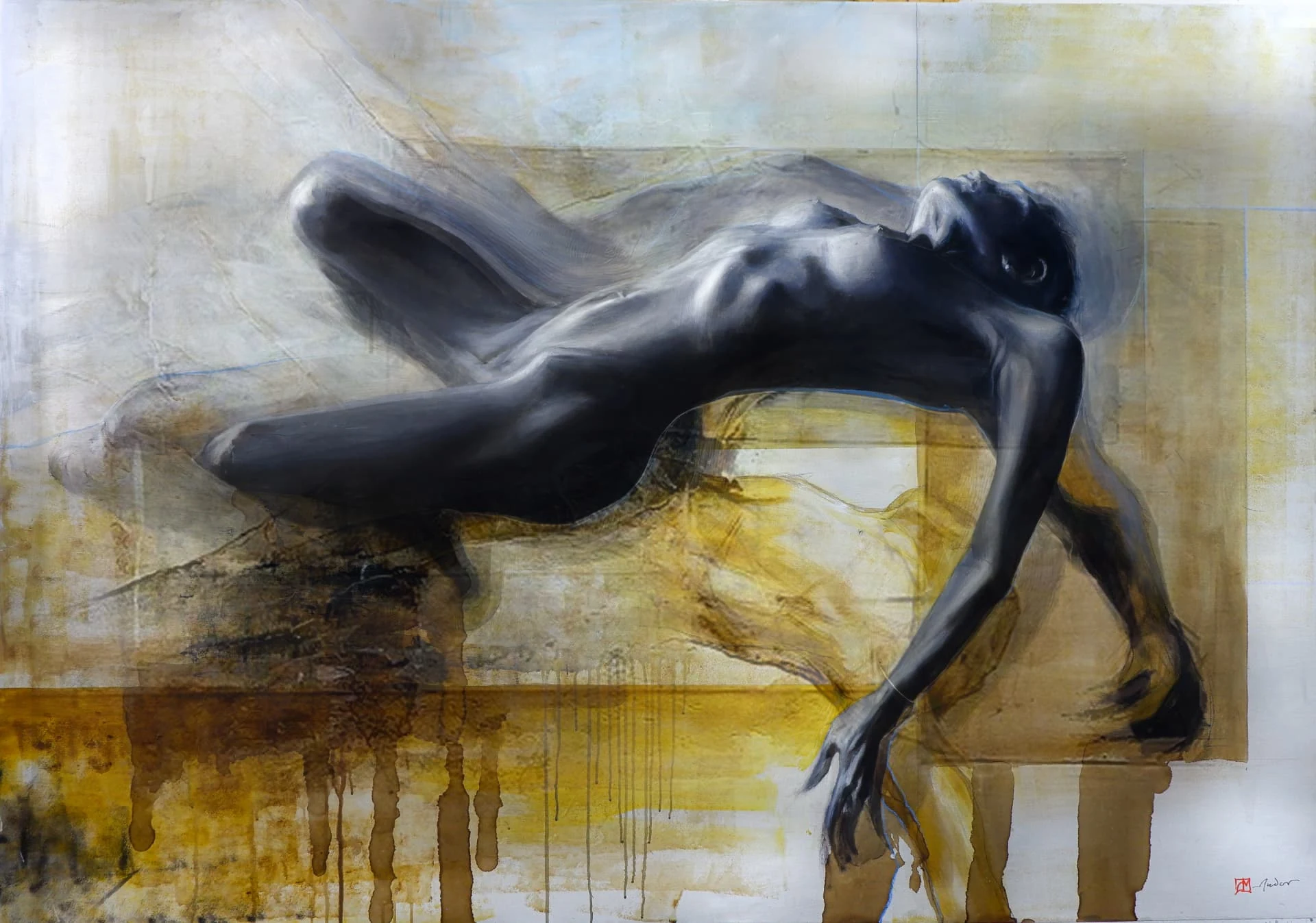 Fading — Oil and acrylic on canvas · 200 × 100 cm · 2026
