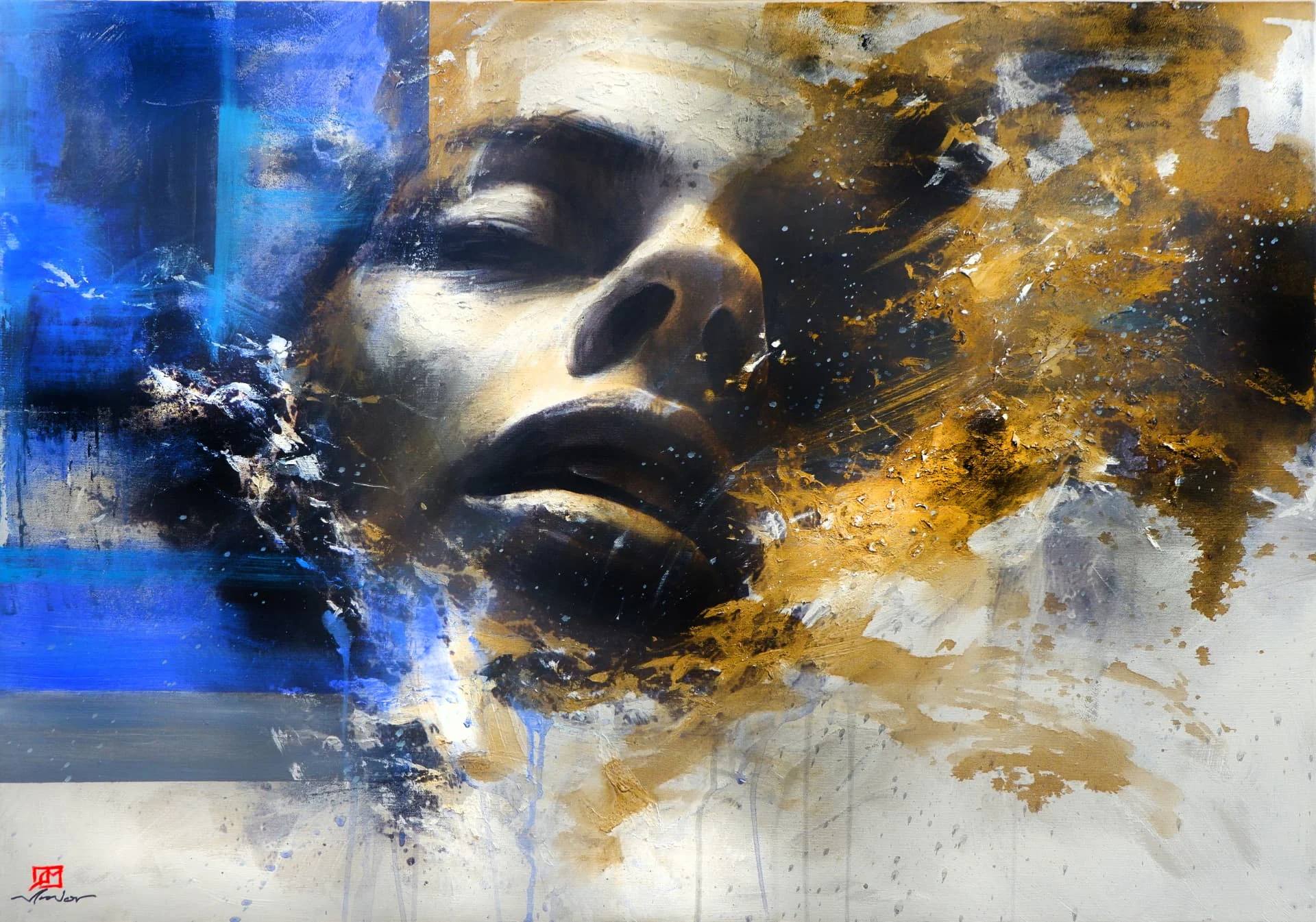 Night Mirror — Oil and acrylic on canvas · 70 × 100 cm