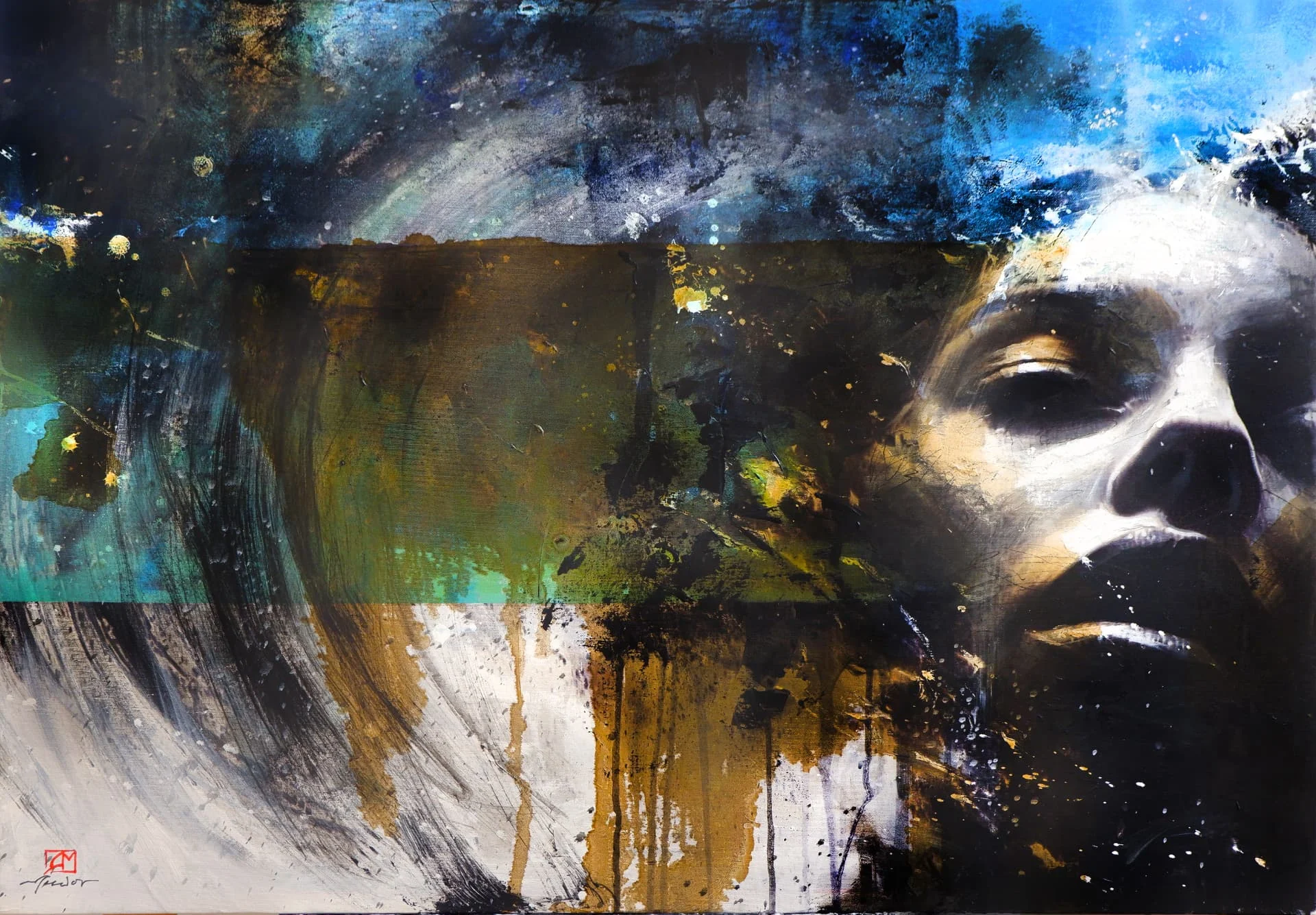 Paint in the Veins — Oil and acrylic on canvas · 70 × 100 cm