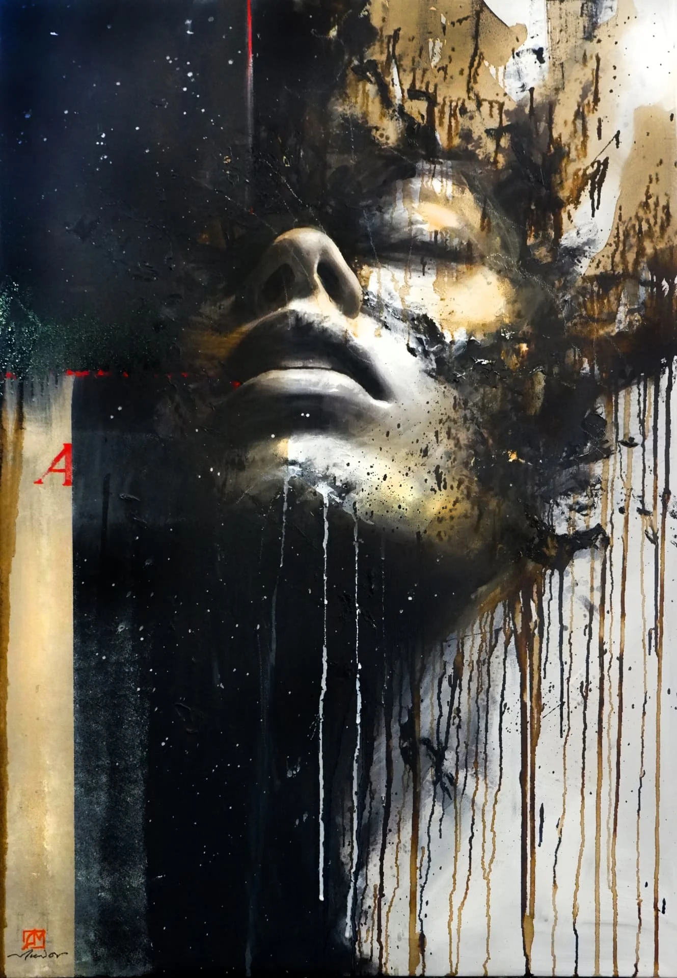 Sleep Fragment — Acrylic and oil on canvas · 100 × 70 cm