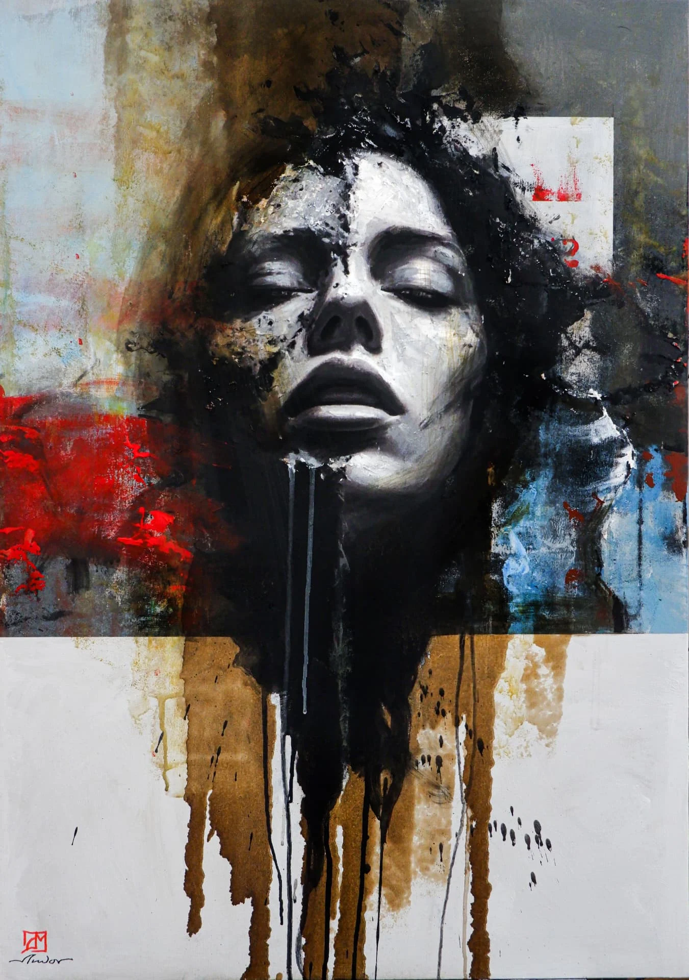 Splitting — Acrylic and oil on canvas · 100 × 70 cm