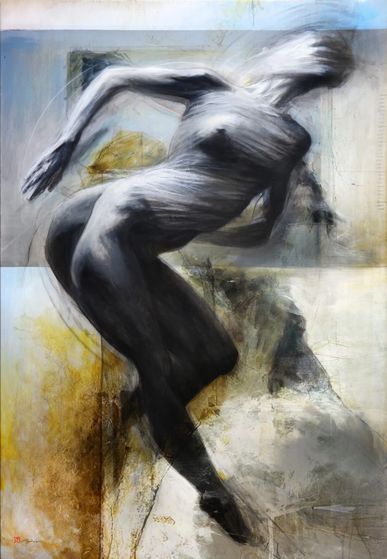 Suspended Self — Oil and acrylic on canvas · 200 × 140 cm · 2026