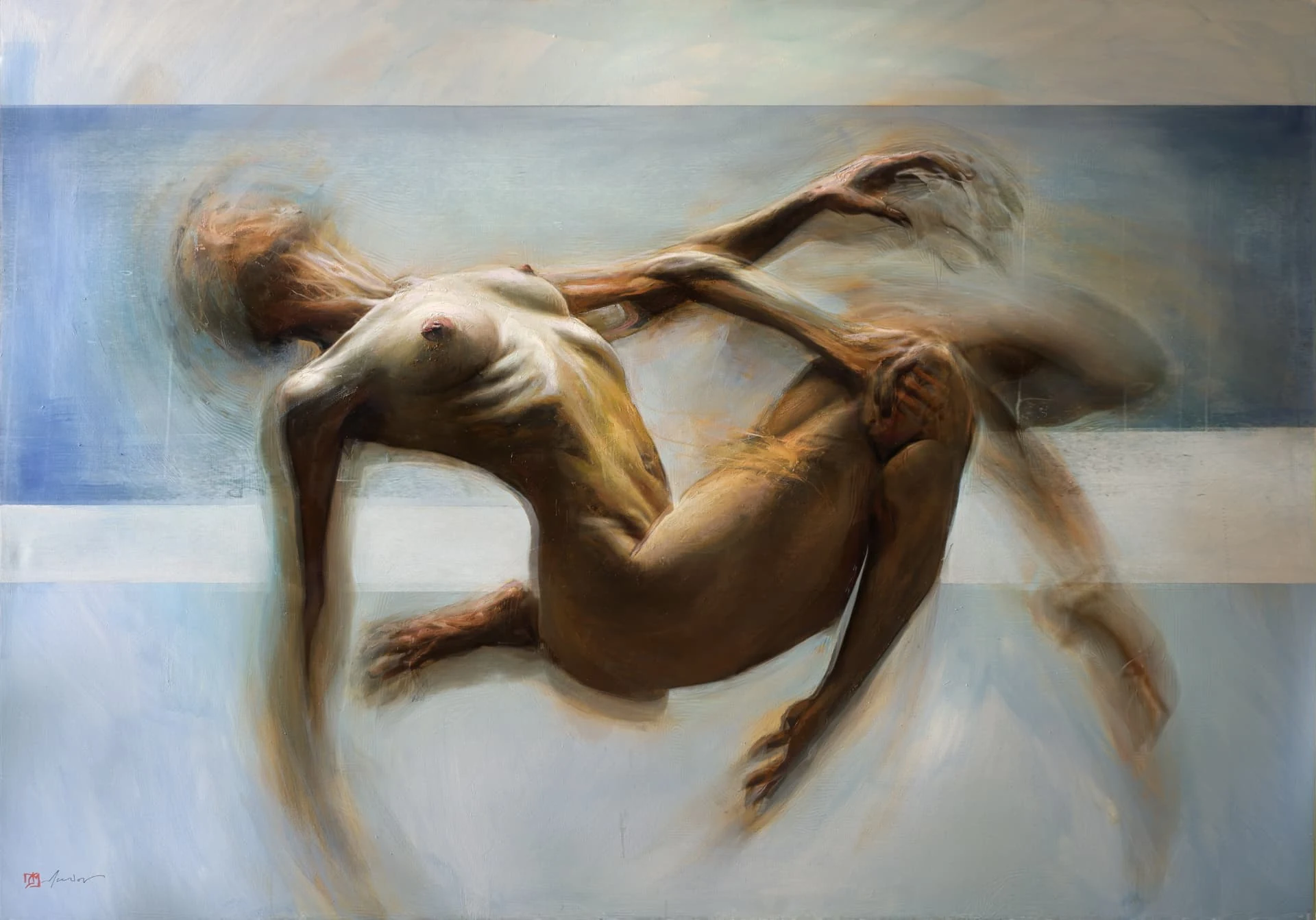 The Weight of Becoming — Oil on canvas · 200 × 100 cm · 2026